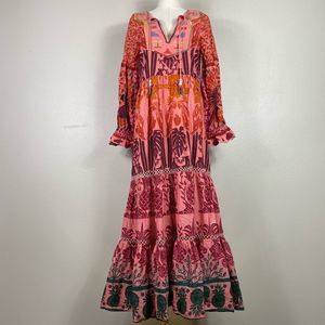 Farm Rio ainika macaws tiered maxi dress